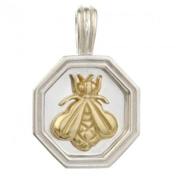Designer SLANE ~JUMBO 18K GOLD BEE π Enhancer Pendant Sterling Silver 18g RARE! - Picture 1 of 16